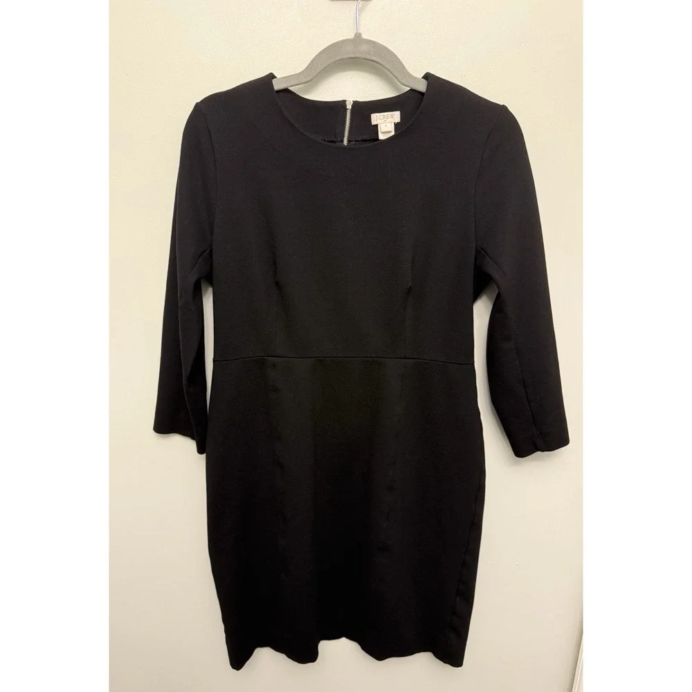 J. Crew Dress Womens Sz 8 Sheath Black Structured Knit Stretch‎ Career Work